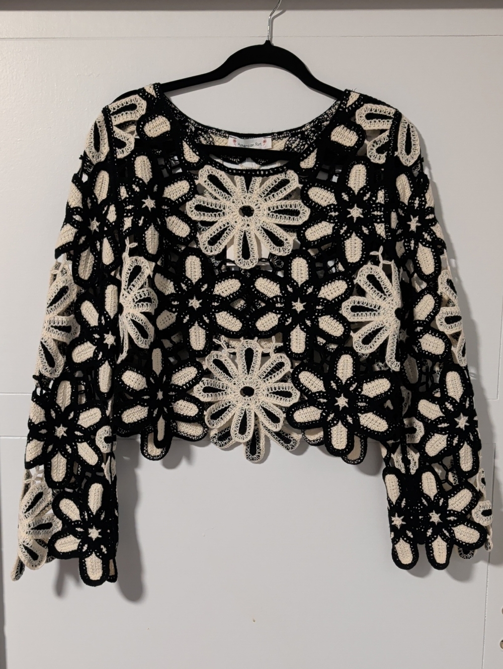 American Flirt Crocheted Floral Lace Top